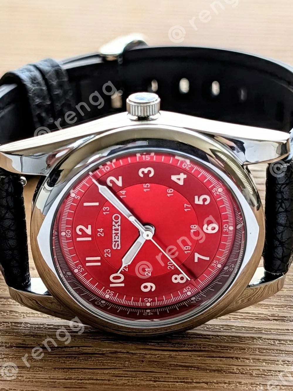 37mm Seiko Men’s Red Dial Mod Dress Watch Smooth Sweep Second